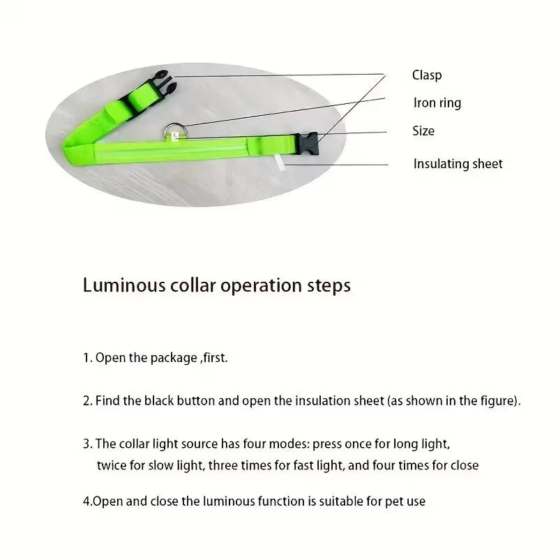 LED Glow-in-the-Dark Dog Leash & Collar Set – Nylon Night Safety Luminous Fluorescent Pet Lead - Gold Store Business