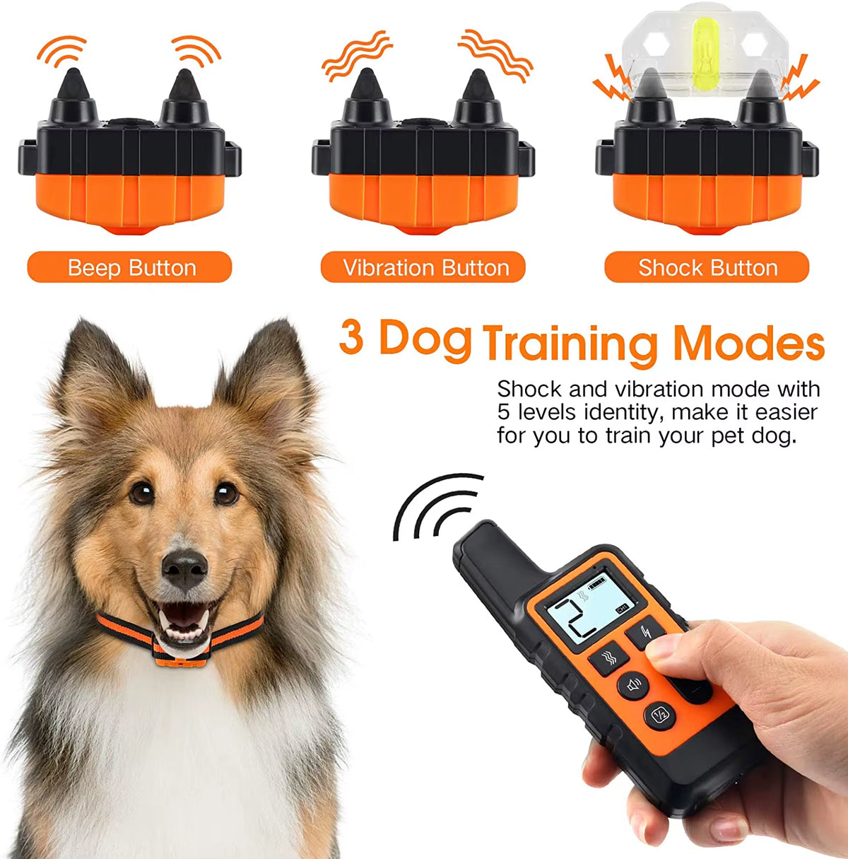 Waterproof Rechargeable Dog Training Collar with Remote – Beep, Vibration & Static Stimulation Modes for All Dogs - Gold Store Business
