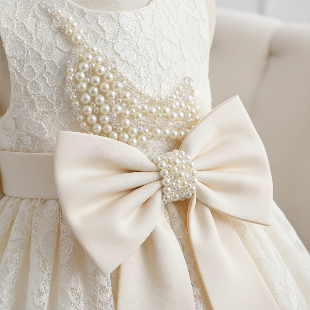 Toddler Girl Party Dress – Sleeveless Bowknot Pearl Cake Dress for Baby Girls 9M-5Y - Gold Store Business