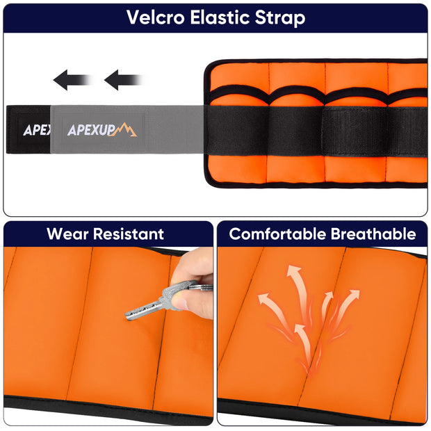 Adjustable Ankle Weights Set for Men & Women, 1-5 Lb Each, Pair for Training, Orange