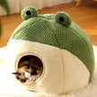 Frog-Shaped Plush Pet Nest – Warm Winter Dog Den & Cat Villa Semi-Enclosed Kitten Puppy House - Gold Store Business