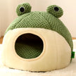 Frog-Shaped Plush Pet Nest – Warm Winter Dog Den & Cat Villa Semi-Enclosed Kitten Puppy House - Gold Store Business