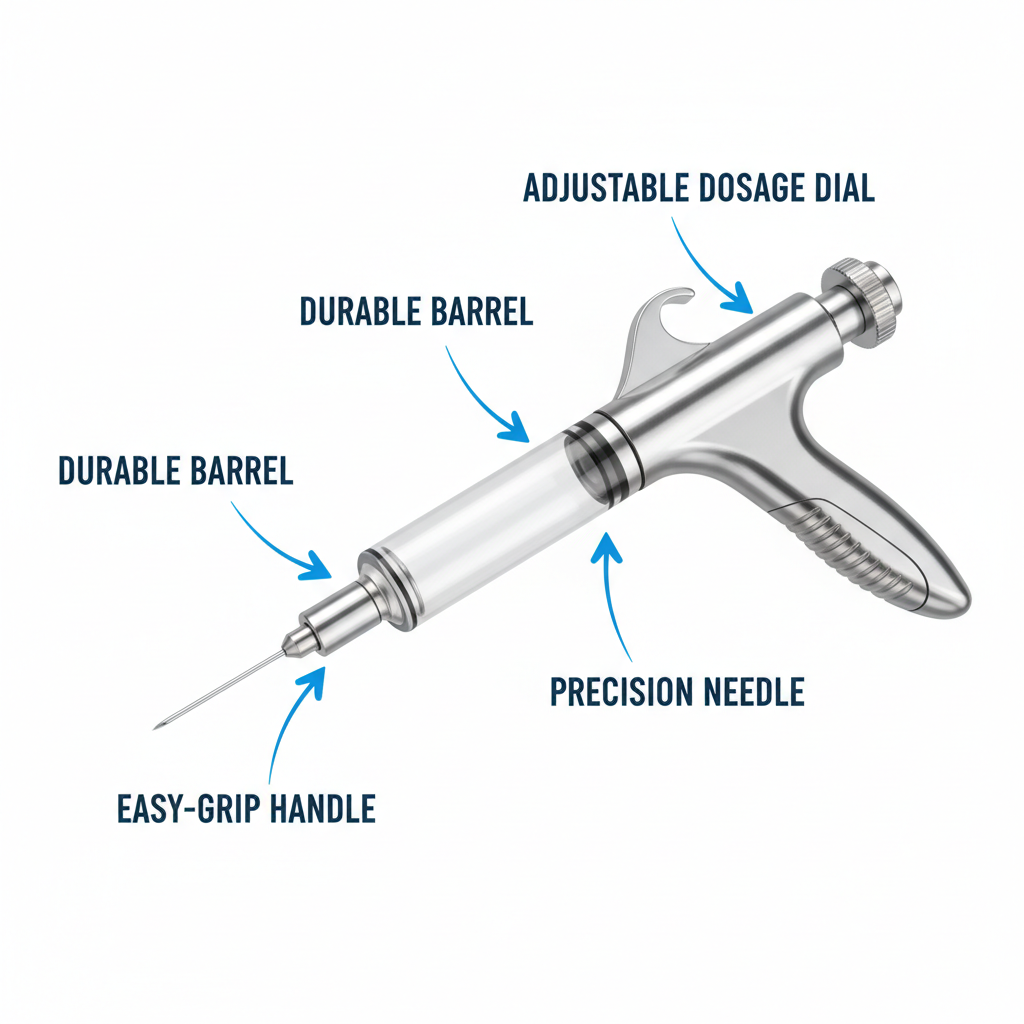 Veterinary Continuous Syringe Gun – Adjustable Dose Animal Injector with 10 Needles - Gold Store Business