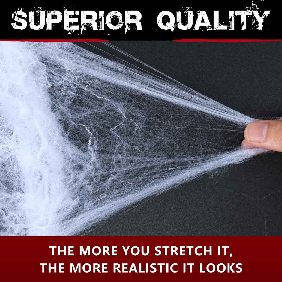 Halloween Spider Web Decoration Kit | 270g Stretch Cobweb Covers 650 Sq Ft + 60 Fake Spiders — Indoor & Outdoor