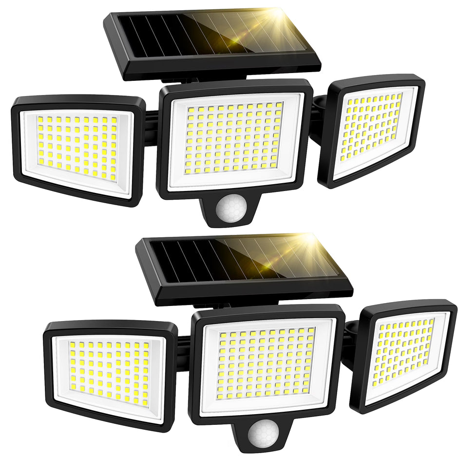 Solar Lights Outdoor - 210 LED 2500LM Waterproof Motion Sensor Security Lights with Wireless Remote Flood Lights for Patio Garage Yard Entryways
