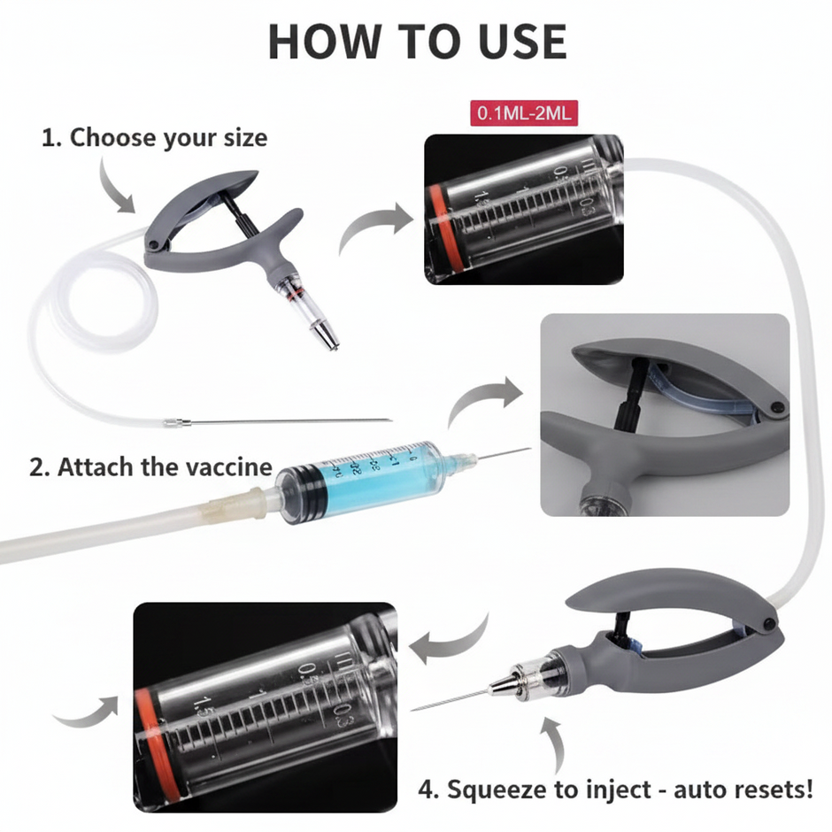 Veterinary Continuous Syringe Gun – Adjustable Dose Animal Injector with 10 Needles - Gold Store Business