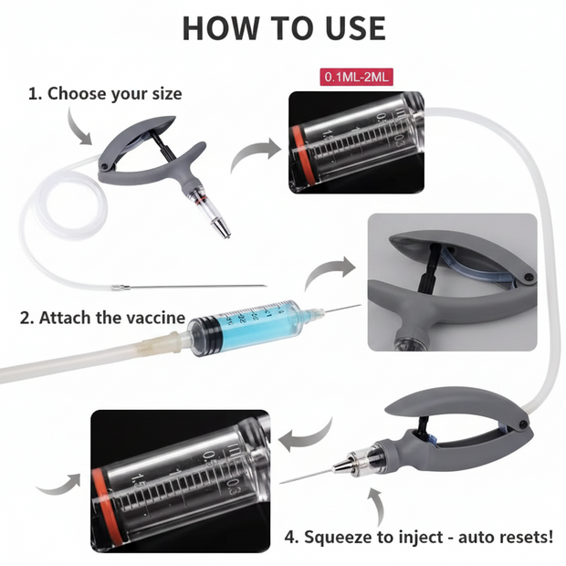 Veterinary Continuous Syringe Gun – Adjustable Dose Animal Injector with 10 Needles - Gold Store Business