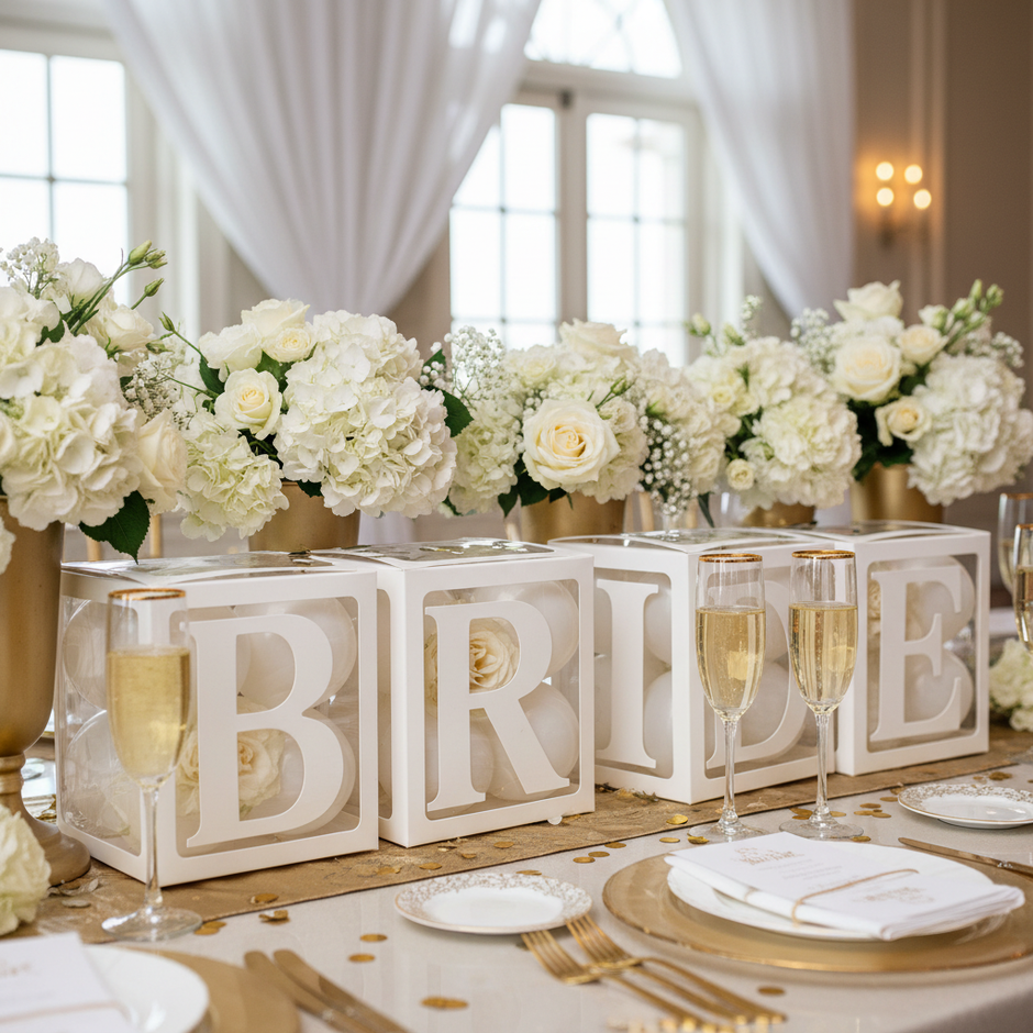 25cm Transparent Letter Gift Box – A-Z Alphabet for Baby Shower, Wedding & Party Decor - Gold Store Business