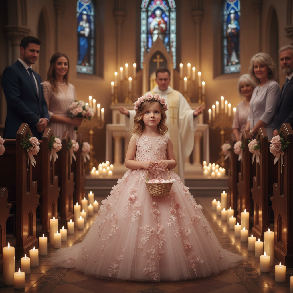 Custom Flower Girl Dress – Wedding, Birthday & Pageant Princess Ball Gown (12M–14) - Gold Store Business