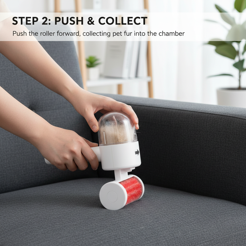 Reusable Pet Hair Remover — Push-Pull Lint Roller for Dog & Cat Fur on Clothes & Furniture - Gold Store Business