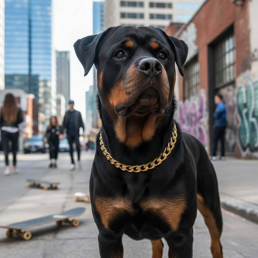Luxury Cuban Link Dog Collar – Gold & Silver Diamond Chain Necklace for Pets - Gold Store Business