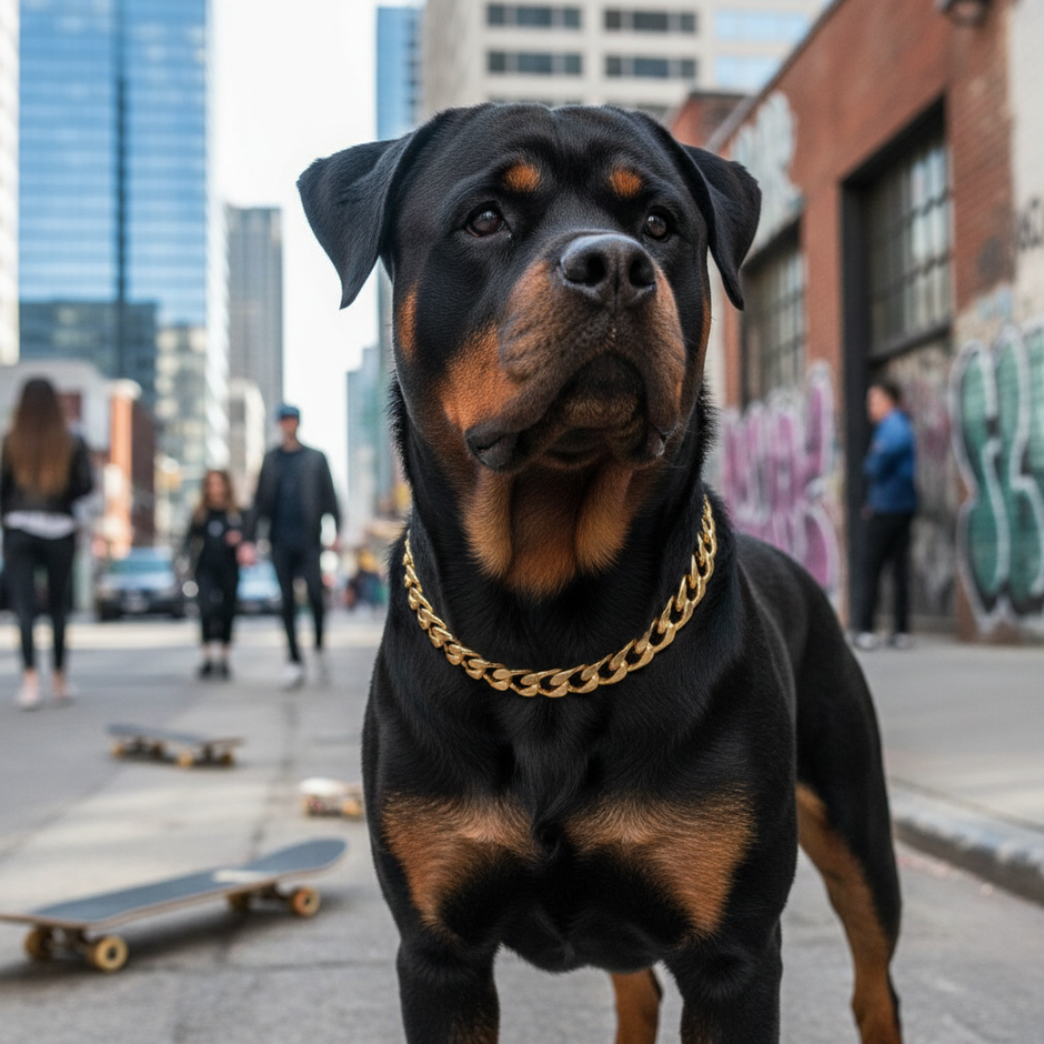 Luxury Cuban Link Dog Collar – Gold & Silver Diamond Chain Necklace for Pets - Gold Store Business