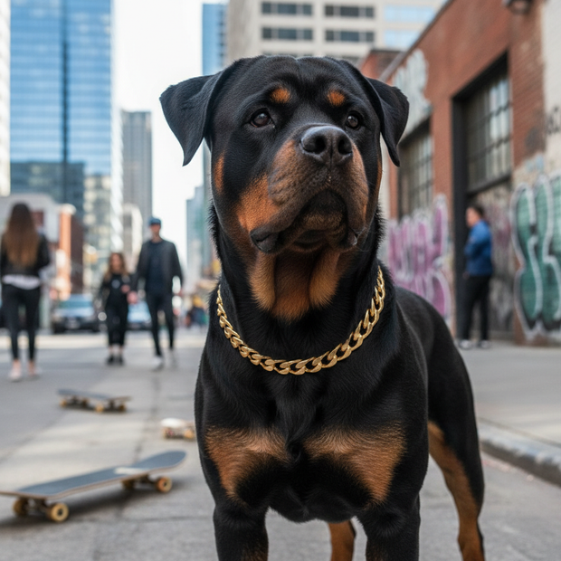 Luxury Cuban Link Dog Collar – Gold & Silver Diamond Chain Necklace for Pets - Gold Store Business
