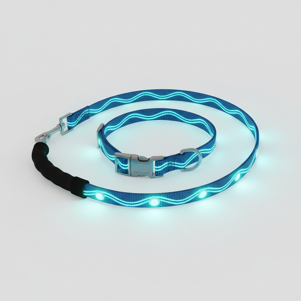 LED Glow-in-the-Dark Dog Leash & Collar Set – Nylon Night Safety Luminous Fluorescent Pet Lead - Gold Store Business