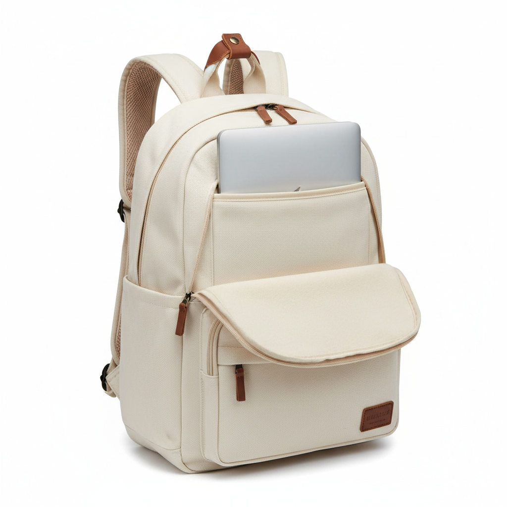 15.6 inch laptop sliding into school backpack padded compartment