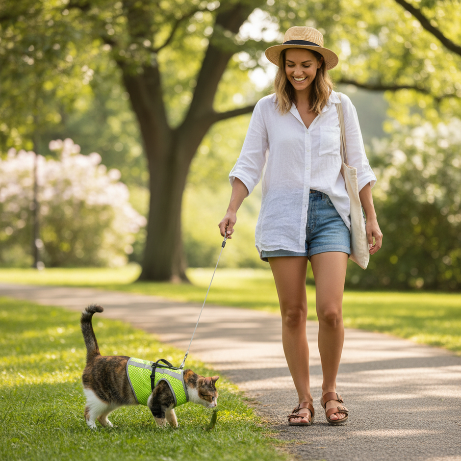 Escape-Proof Cat Harness & Leash Set – Adjustable Reflective Mesh Vest for Cats, Kittens & Small Dogs - Gold Store Business