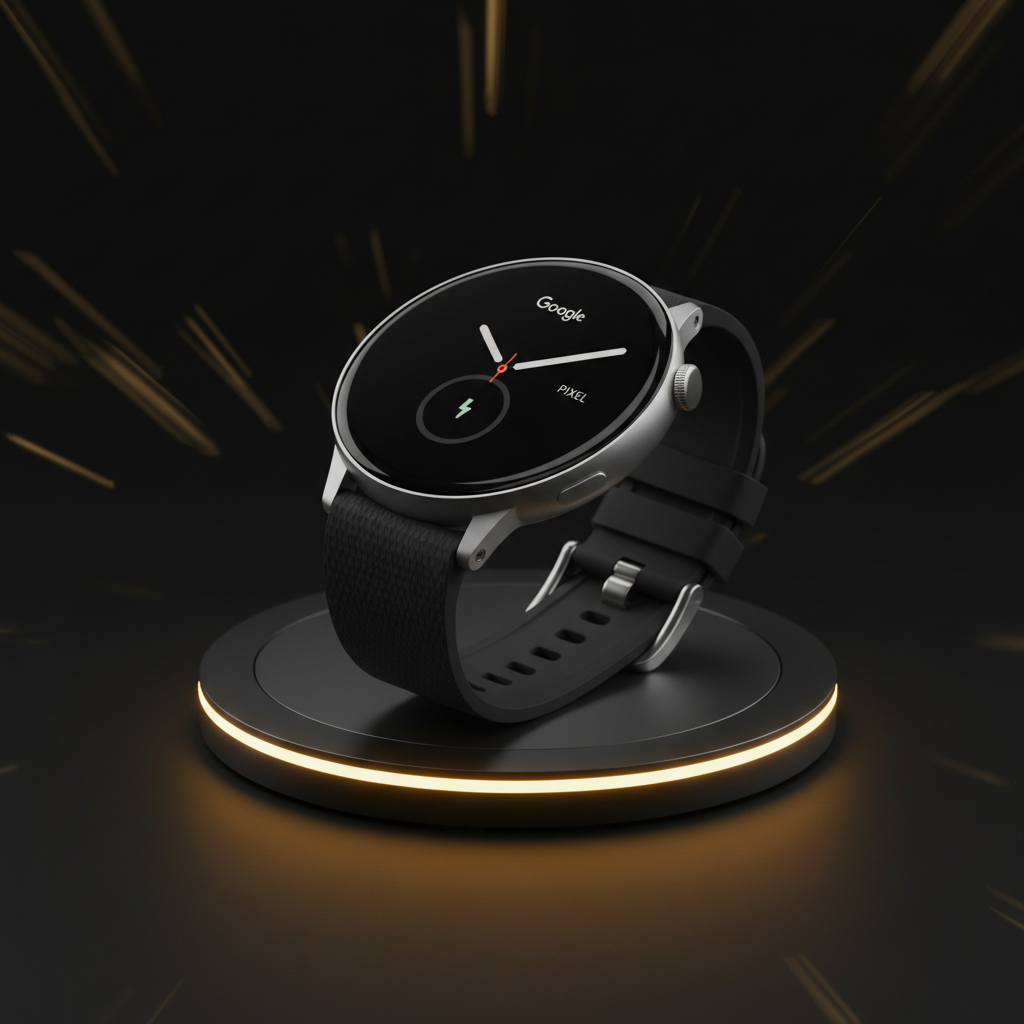 Pixel Watch 3 41mm wireless charging on dark surface