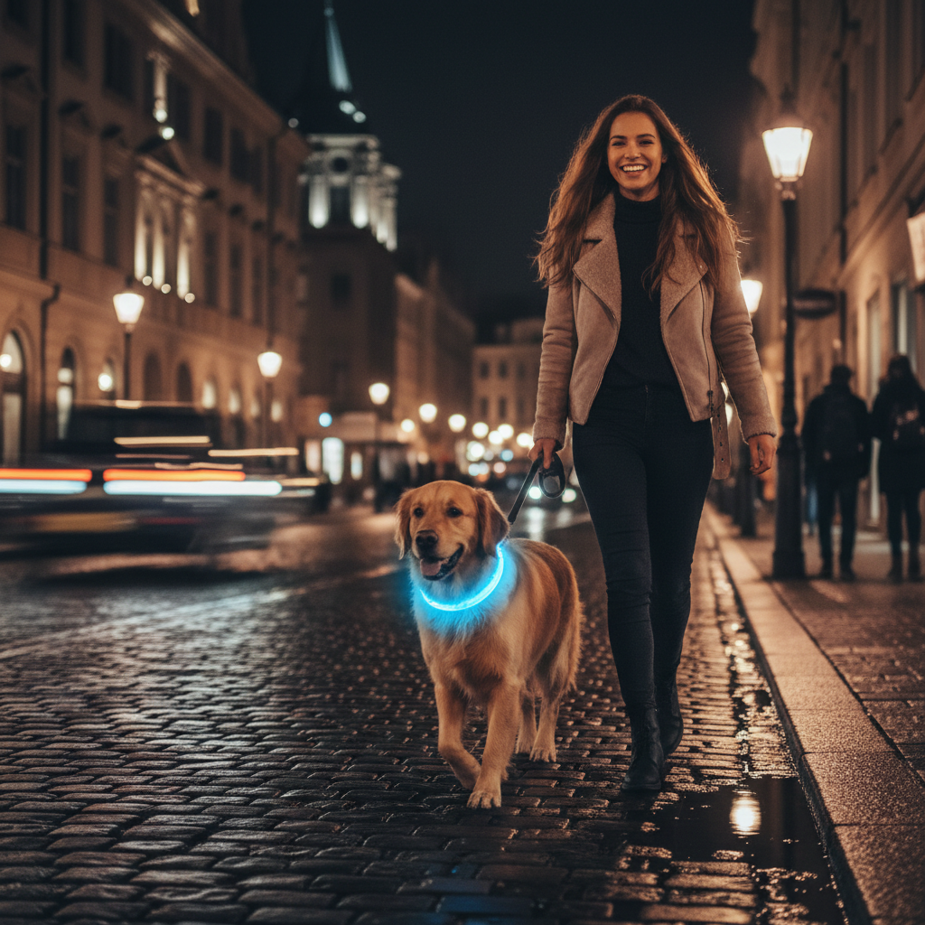 LED Luminous Glowing Dog & Cat Collar – Night Safety Pendant Necklace with Bright Light Decoration - Gold Store Business
