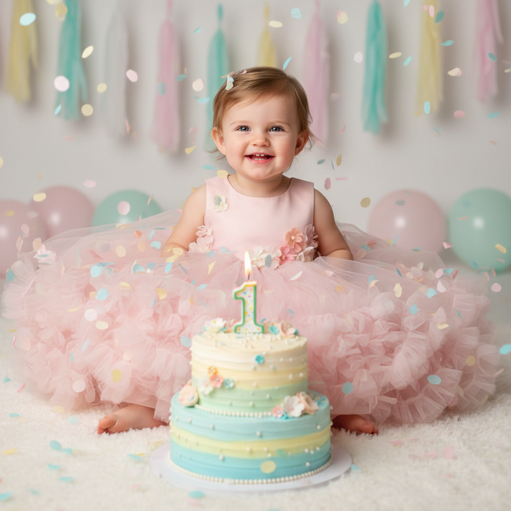 Baby Girl Flower Dress – Baptism, Birthday & Wedding Princess Gown (6M–3Y) - Gold Store Business