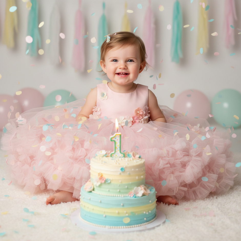 Baby Girl Flower Dress – Baptism, Birthday & Wedding Princess Gown (6M–3Y) - Gold Store Business