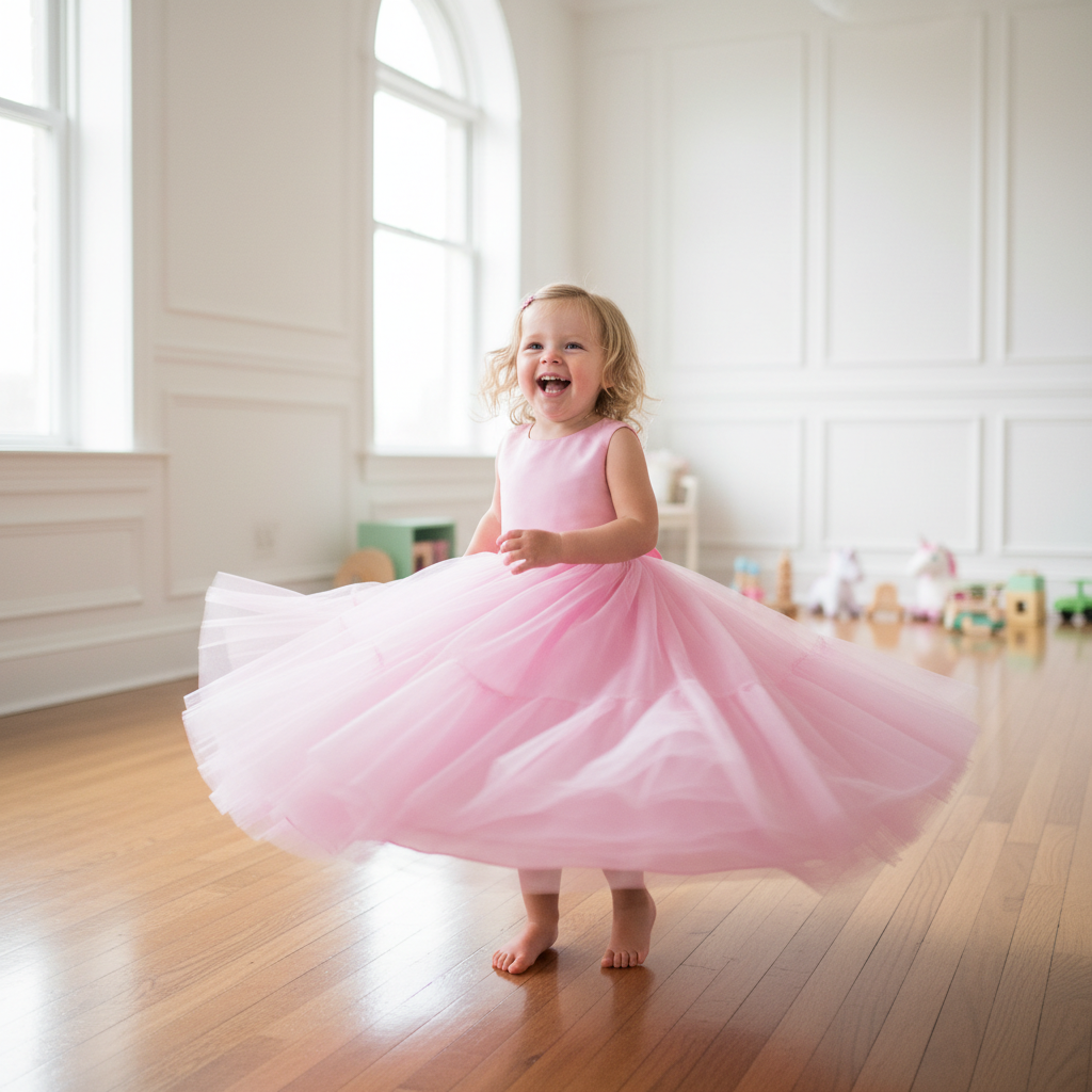 Baby Girl Flower Dress – Baptism, Birthday & Wedding Princess Gown (6M–3Y) - Gold Store Business