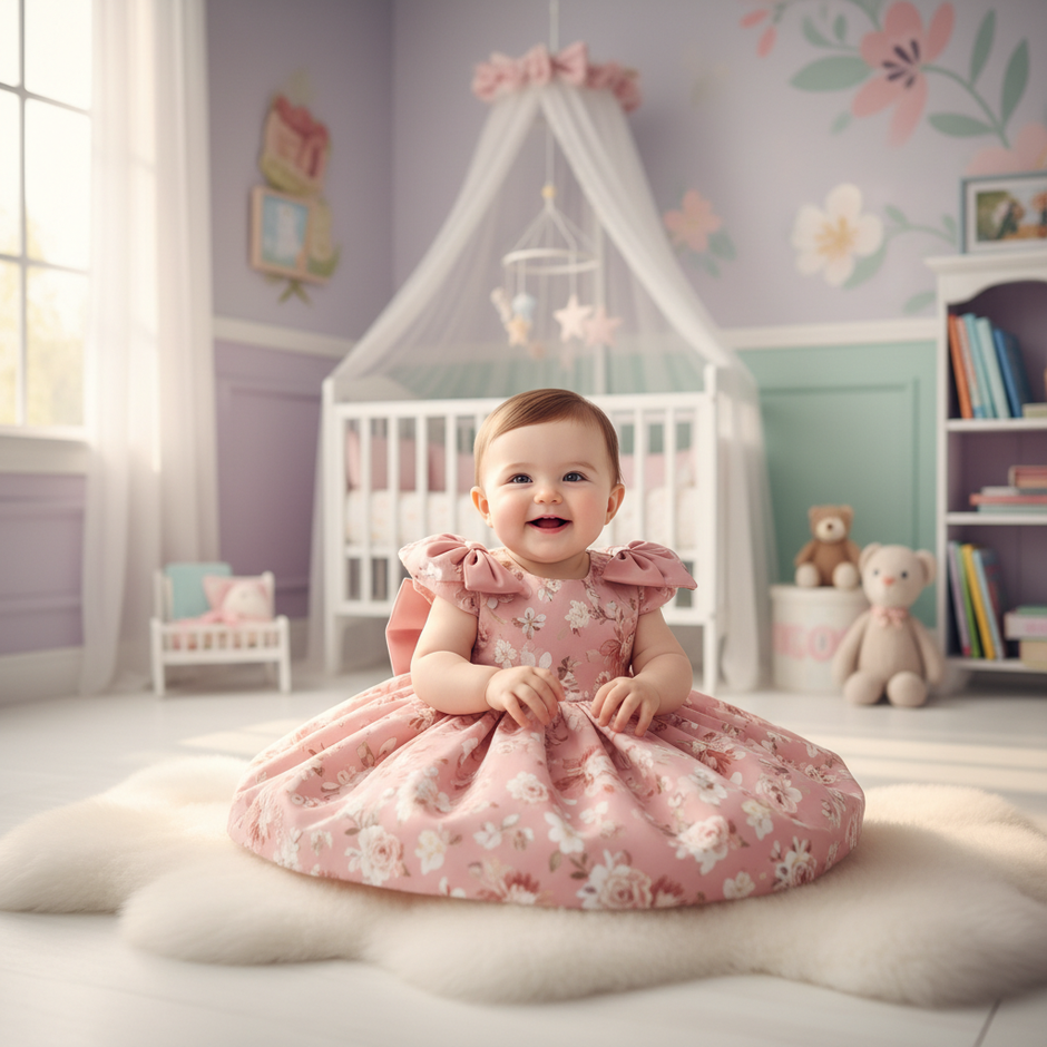 Baby Girl Flower Dress – Baptism, Birthday & Wedding Princess Gown (6M–3Y) - Gold Store Business