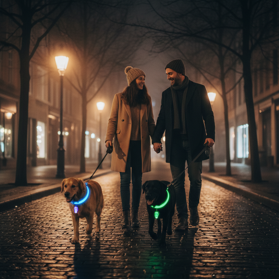 LED Luminous Glowing Dog & Cat Collar – Night Safety Pendant Necklace with Bright Light Decoration - Gold Store Business