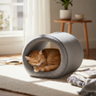 Donut Cat Tunnel Bed & Cave – Natural Felt Pet House with Interactive Toy for Cats - Gold Store Business