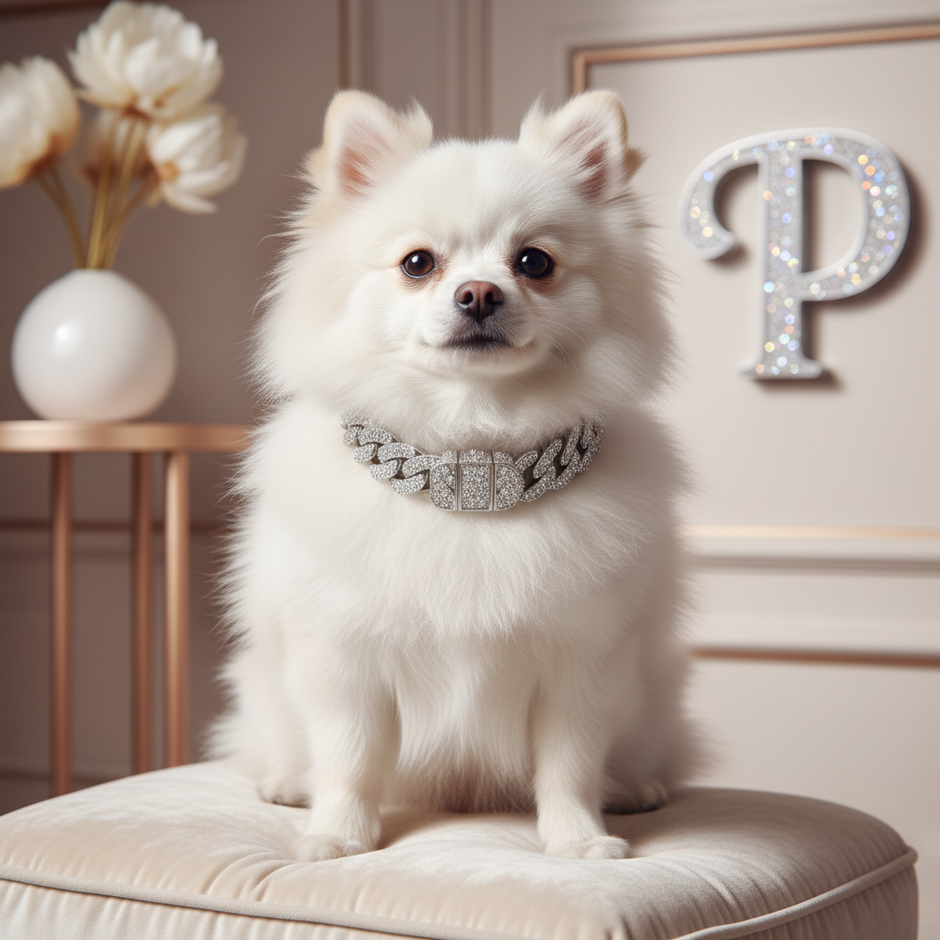 Luxury Cuban Link Dog Collar – Gold & Silver Diamond Chain Necklace for Pets - Gold Store Business