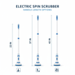 Electric spin scrubber handle length options infographic 22in 37in 45in