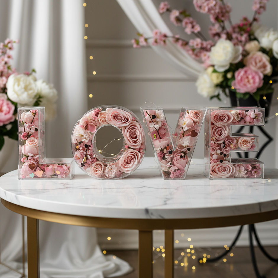 25cm Transparent Letter Gift Box – A-Z Alphabet for Baby Shower, Wedding & Party Decor - Gold Store Business
