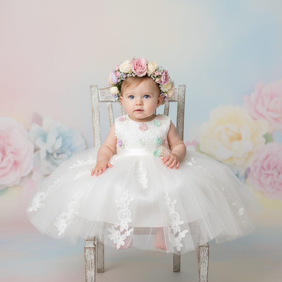 Custom Flower Girl Dress – Wedding, Birthday & Pageant Princess Ball Gown (12M–14) - Gold Store Business