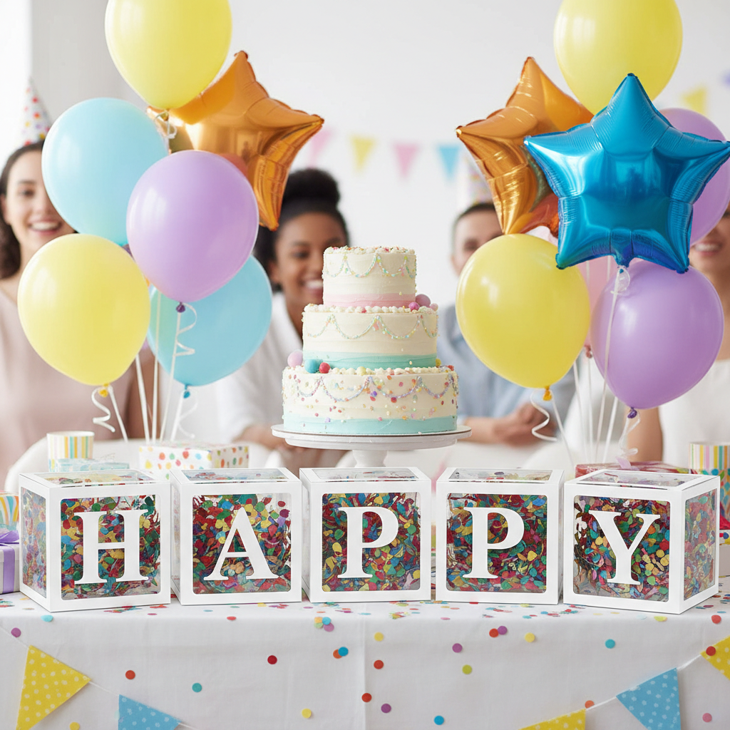 25cm Transparent Letter Gift Box – A-Z Alphabet for Baby Shower, Wedding & Party Decor - Gold Store Business