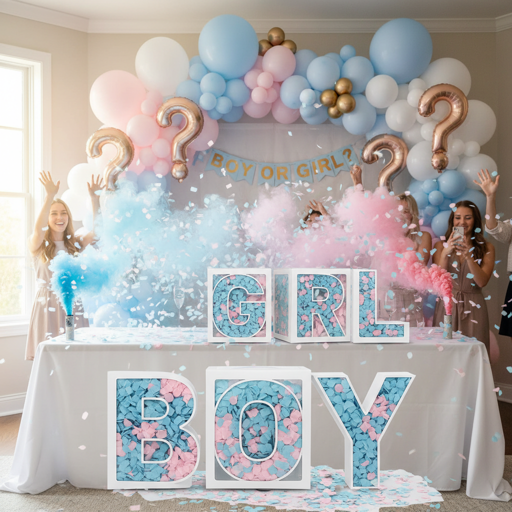 25cm Transparent Letter Gift Box – A-Z Alphabet for Baby Shower, Wedding & Party Decor - Gold Store Business