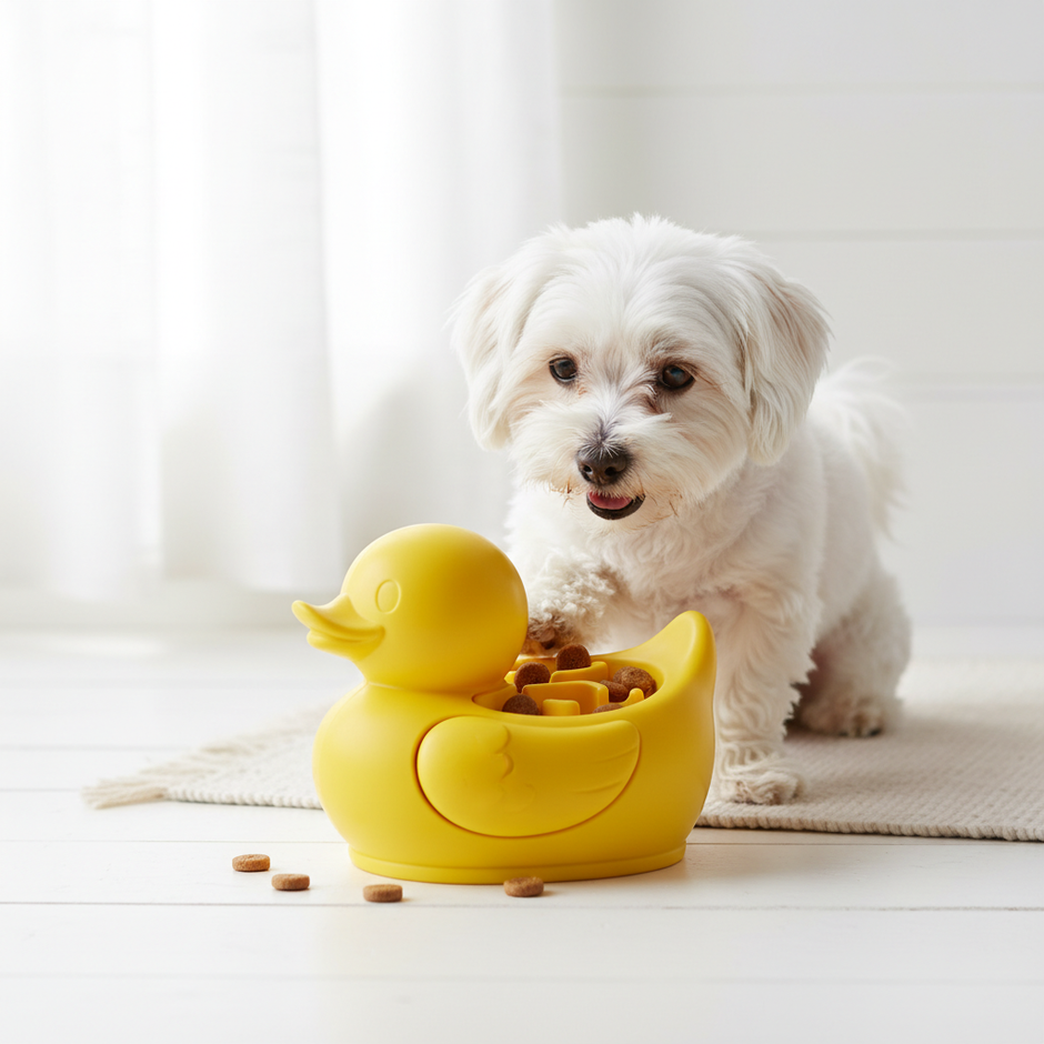 Duck-Shaped Dog Puzzle Toy & Slow Feeder Bowl — Mental Stimulation for Dogs & Cats - Gold Store Business
