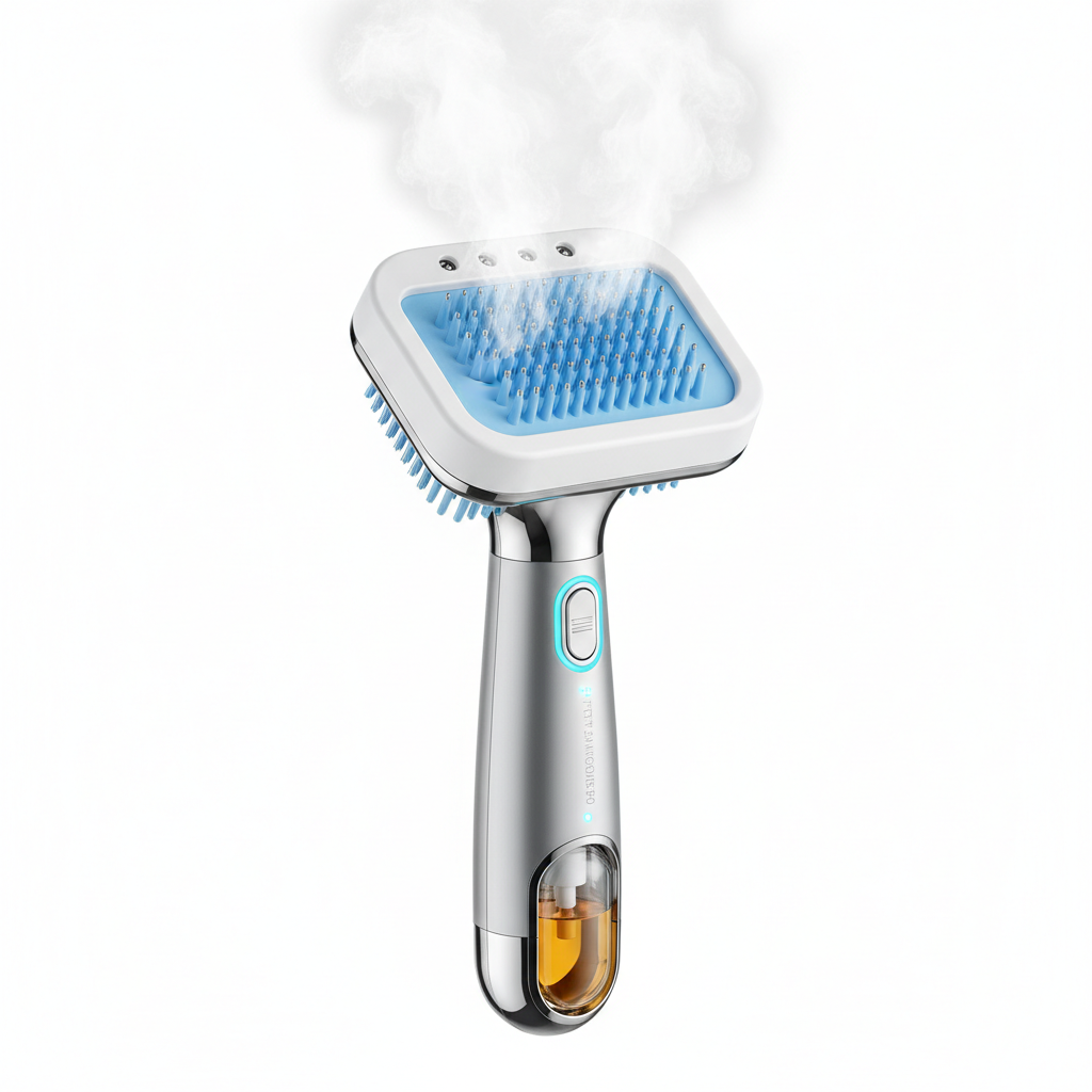 3-in-1 Electric Steam Pet Brush — Essential Oil Spray, Massage & Hair Removal for Dogs & Cats - Gold Store Business