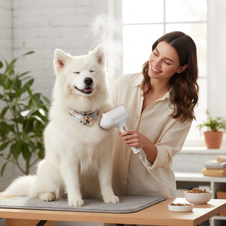3-in-1 Electric Steam Pet Brush — Essential Oil Spray, Massage & Hair Removal for Dogs & Cats - Gold Store Business