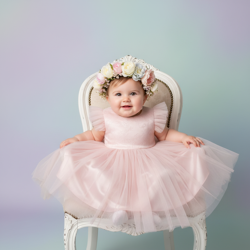 Baby Girl Flower Dress – Baptism, Birthday & Wedding Princess Gown (6M–3Y) - Gold Store Business