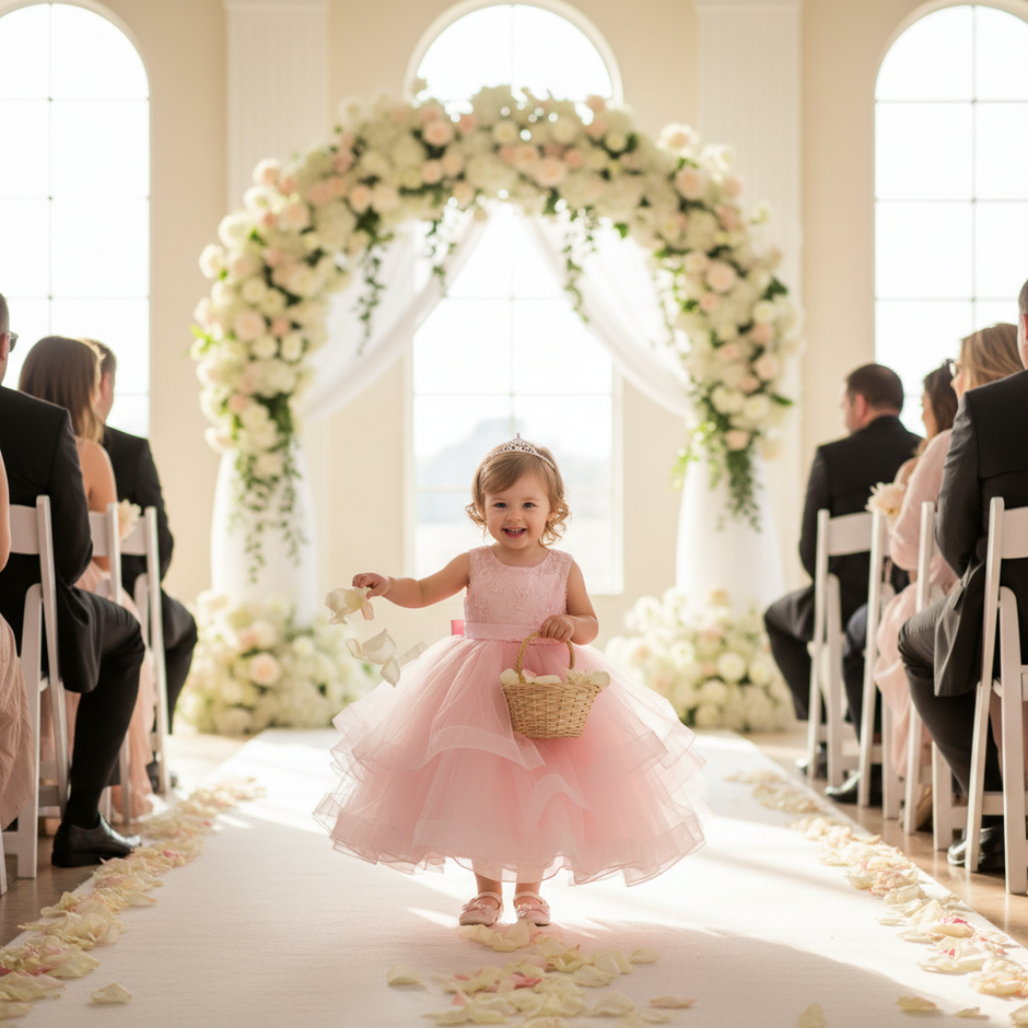 Baby Girl Flower Dress – Baptism, Birthday & Wedding Princess Gown (6M–3Y) - Gold Store Business