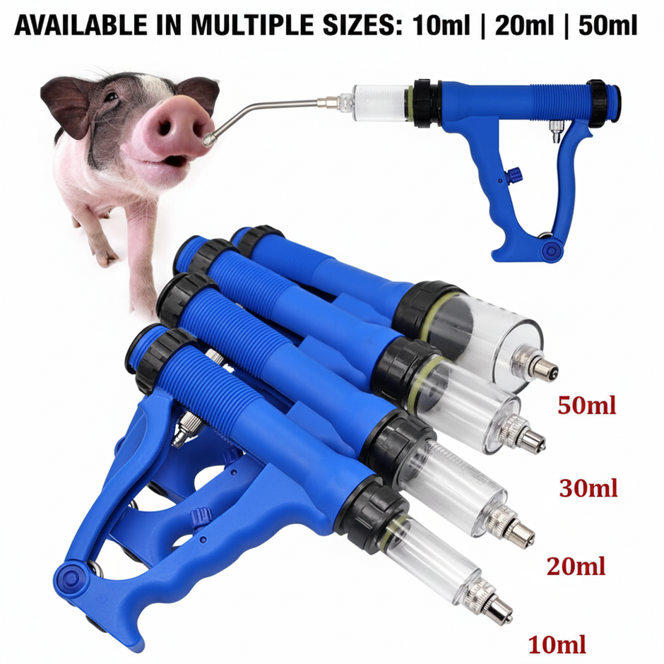 Veterinary Continuous Syringe Gun – Adjustable Dose Animal Injector with 10 Needles - Gold Store Business