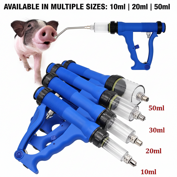 Veterinary Continuous Syringe Gun – Adjustable Dose Animal Injector with 10 Needles - Gold Store Business