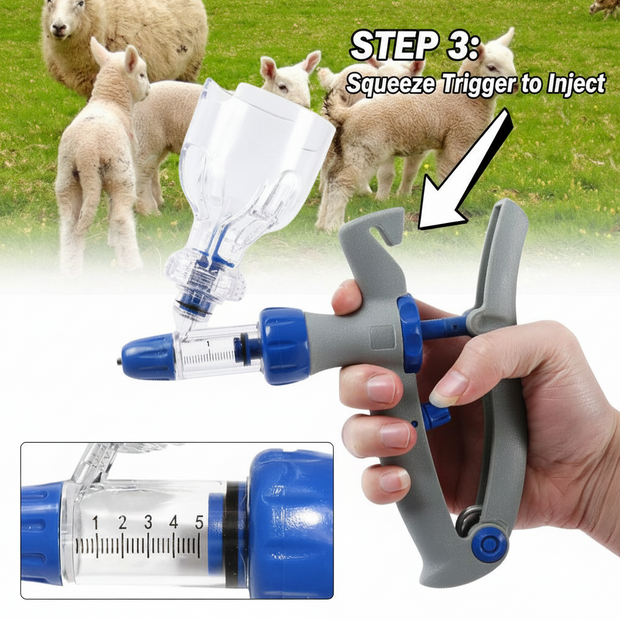 Veterinary Continuous Syringe Gun – Adjustable Dose Animal Injector with 10 Needles - Gold Store Business