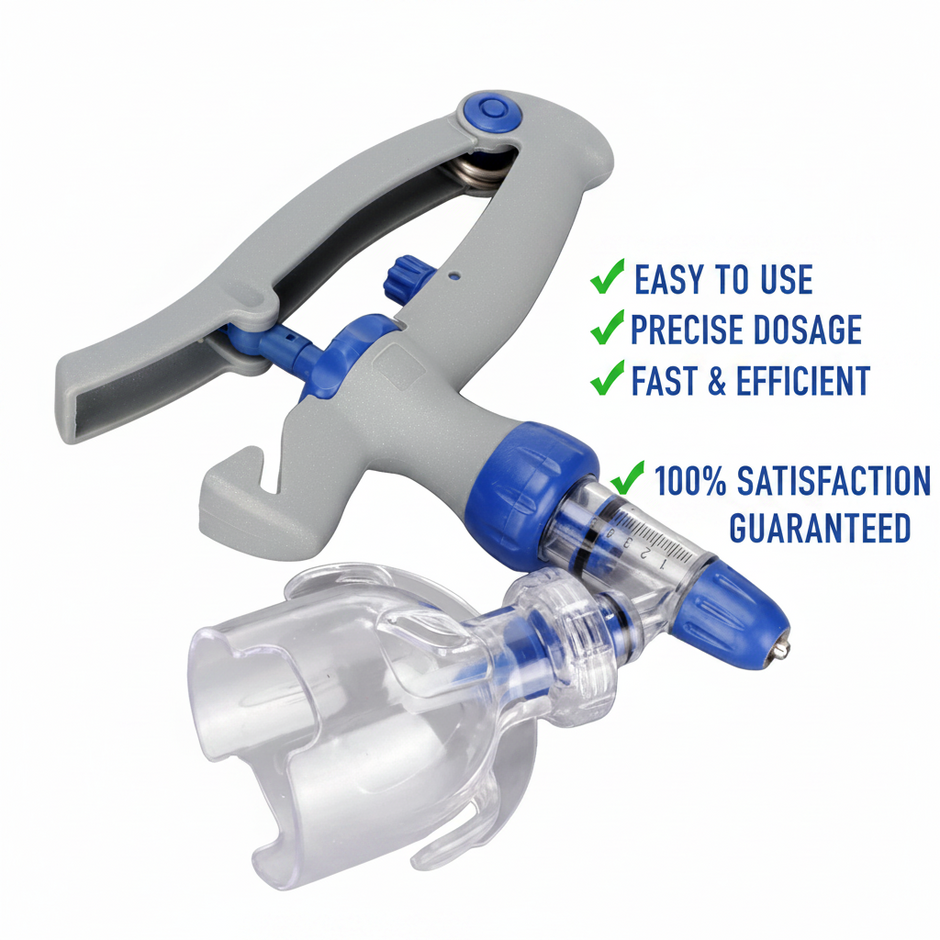 Veterinary Continuous Syringe Gun – Adjustable Dose Animal Injector with 10 Needles - Gold Store Business